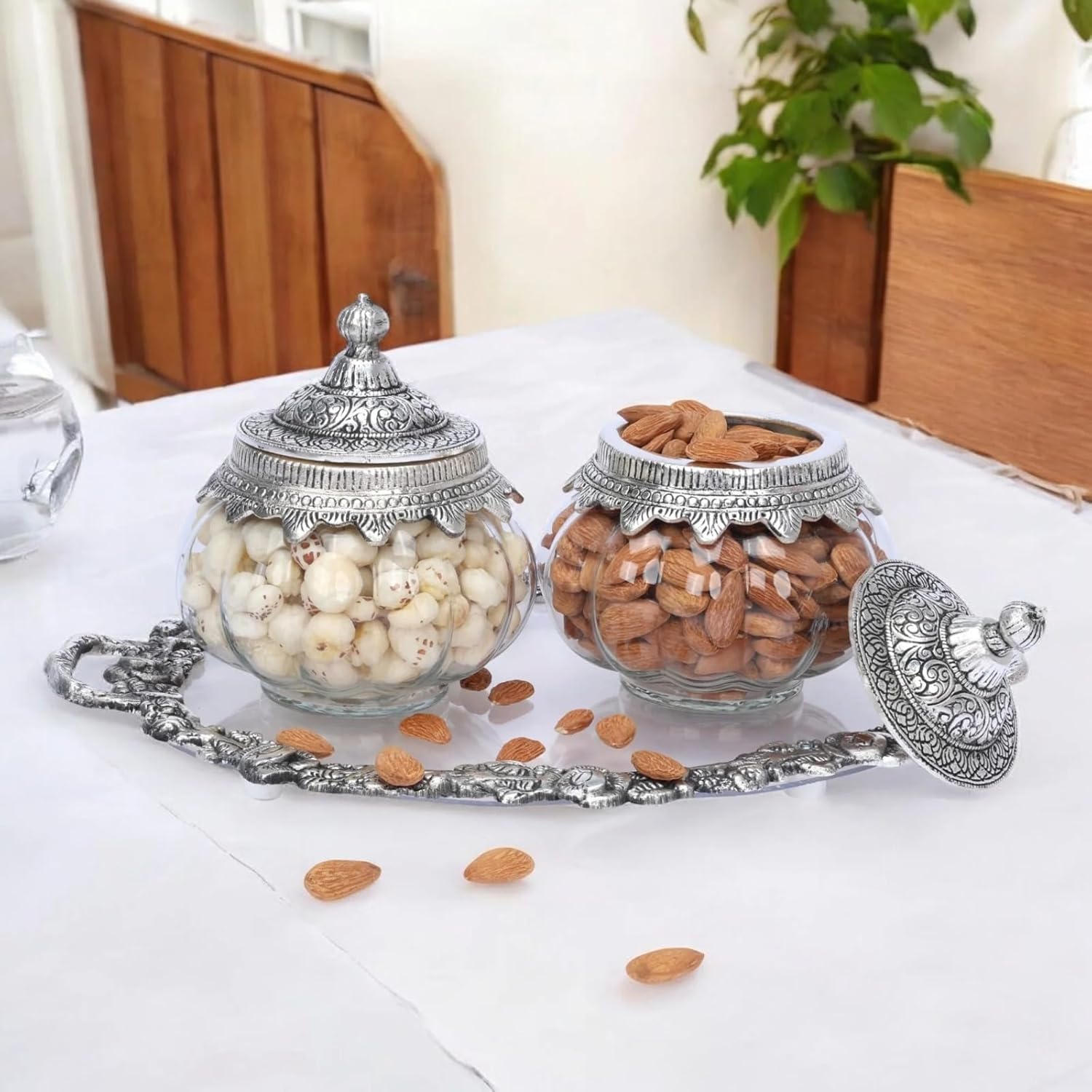 Heritage Glass Bowl Set For Dry Fruit And Candy For Home & Office Table Decoration