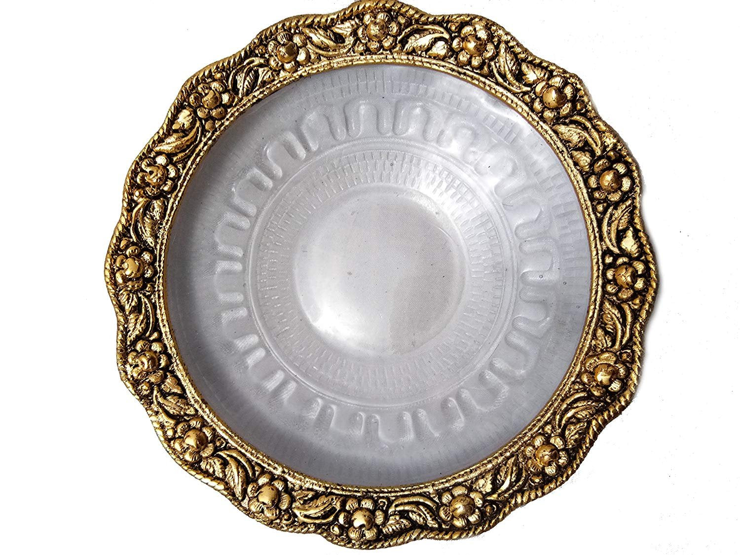 Feng Shui Golden Tortoise on Glass Plate for Good Luck and Vaastu