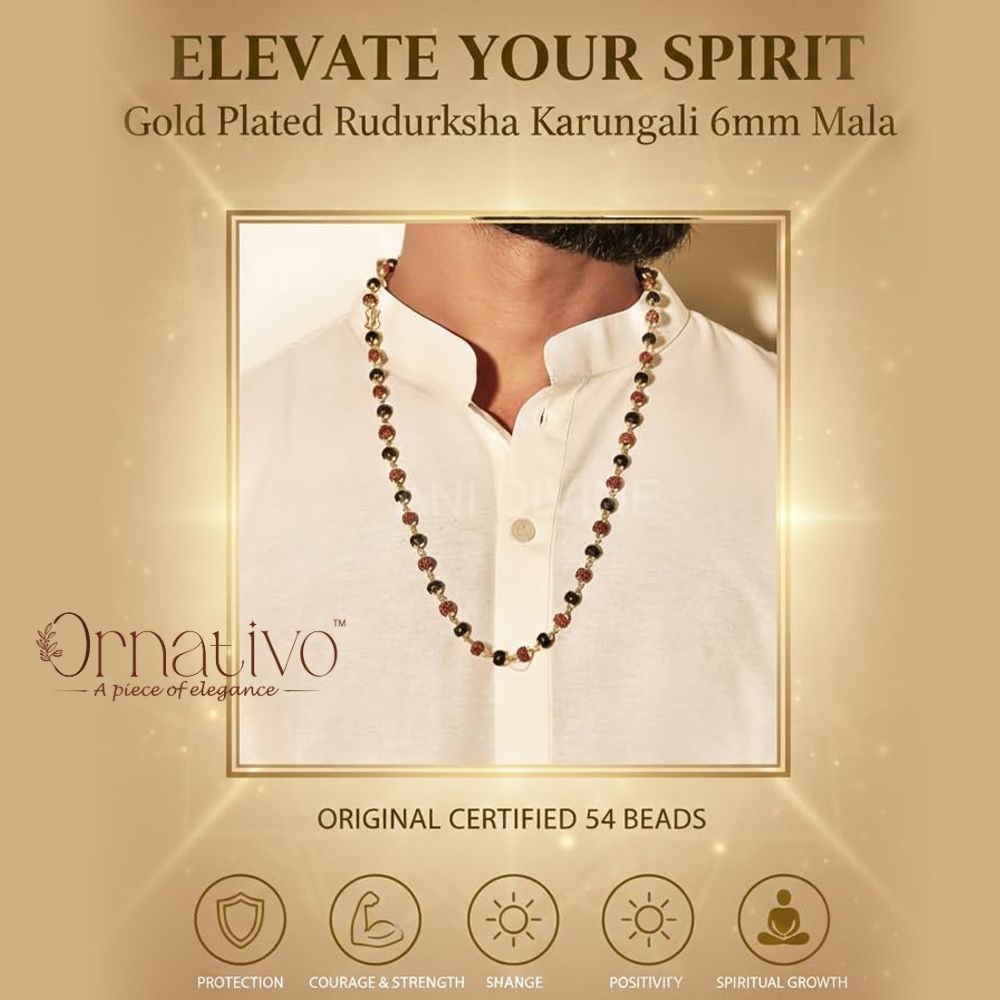 Gold Plated Rudraksha Karungali Mala