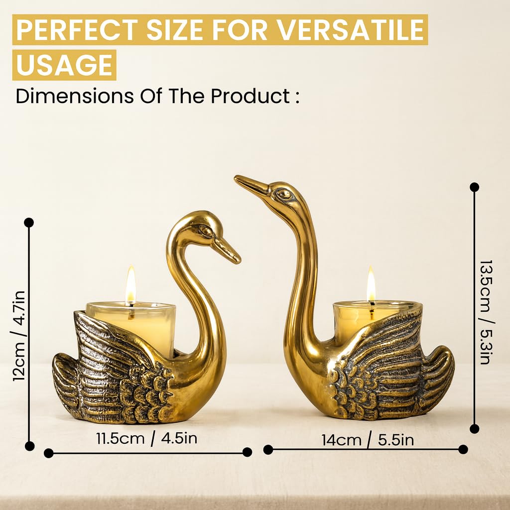 Pair of Swan Candle Holder | Wedding or House Warming Gift | Good Luck and Love Gift (Candles Included)