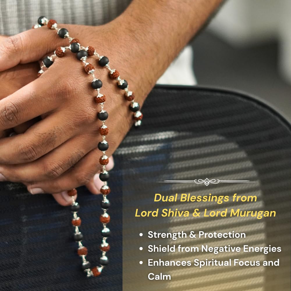 Silver Plated Rudraksha Karungali mala