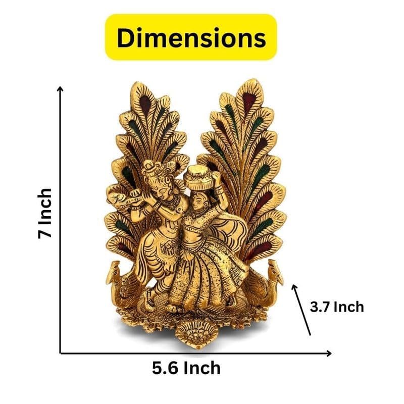 Peacock Design Radha Krishna Idol Showpiece with Diya for Puja and Home Decor