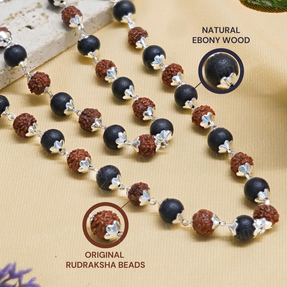 Silver Plated Rudraksha Karungali mala