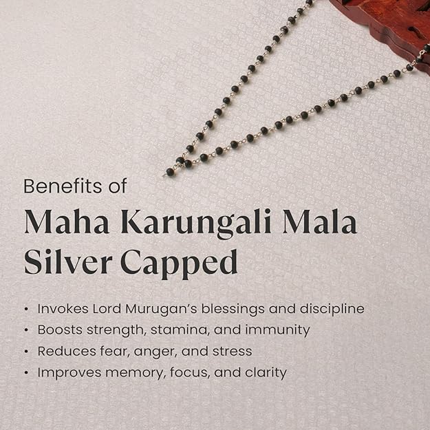 Silver Cap Karungali Mala