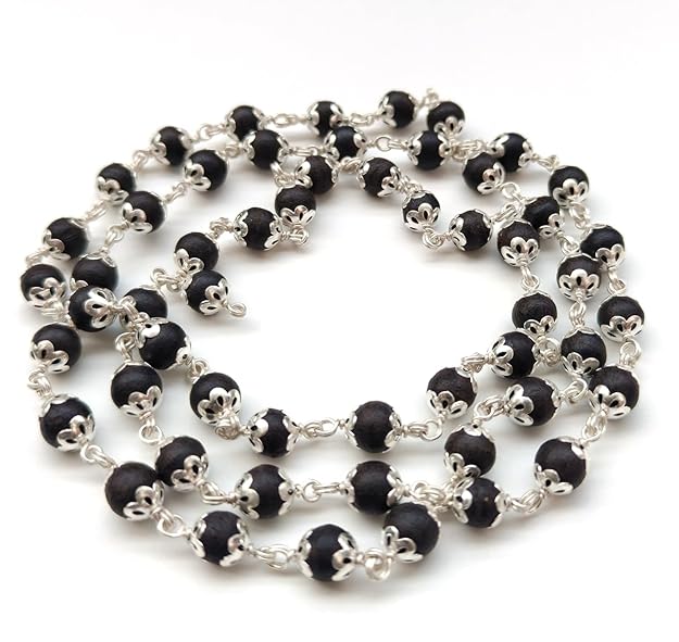 Silver Cap Karungali Mala