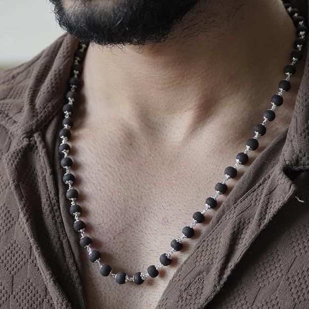 Silver Cap Karungali Mala