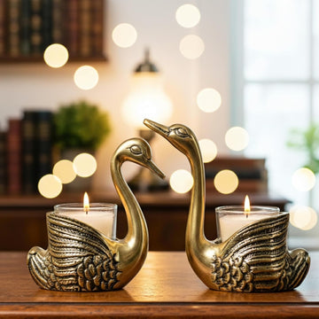 Pair of Swan Candle Holder | Wedding or House Warming Gift | Good Luck and Love Gift (Candles Included)